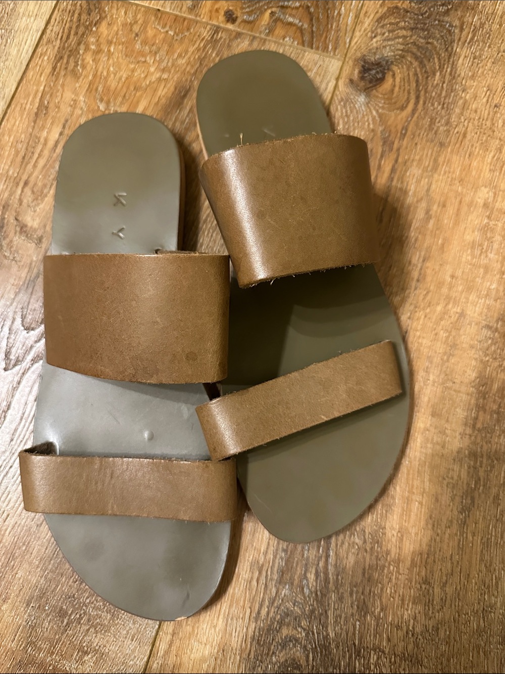 KYMA Women’s Two-Strap Slide Sandals in Brown leather size 39/9